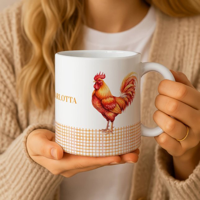 Personalisierter Bauernhof-Hahn-Name-Becher Kaffeetasse (Von Creator hochgeladen)
