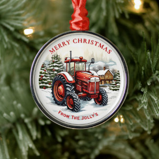 Personalisierter Bauerntracker Weihnachten Ornament Aus Metall