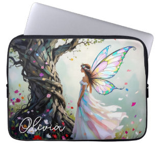 Personalisierter Baum mit Feen und magischen Reben Laptopschutzhülle