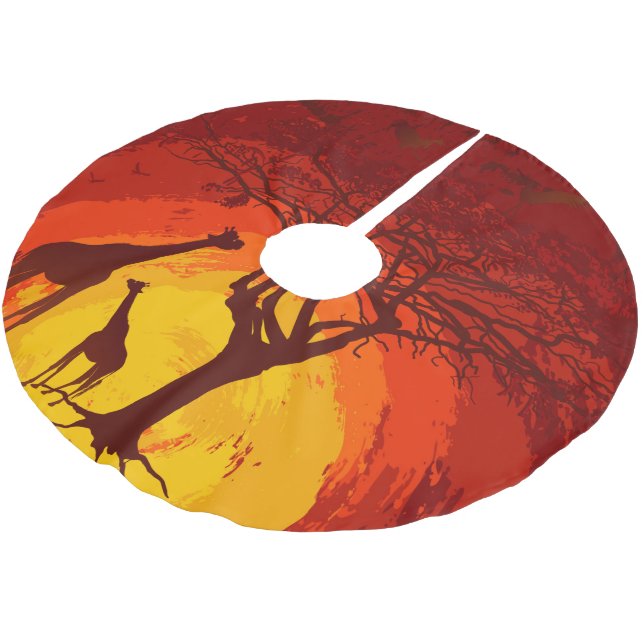 Personalisierter Baumrock Afrikanische Safari Gira Polyester Weihnachtsbaumdecke (Schrägansicht)