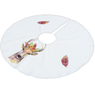 Personalisierter Baumrock boho Hirsch Buck Head Br Polyester Weihnachtsbaumdecke