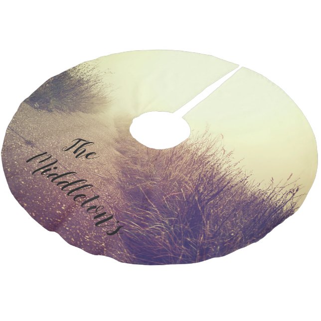 Personalisierter Baumrock Sonnenaufgangsweg Pa Polyester Weihnachtsbaumdecke (Schrägansicht)