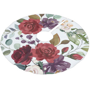 Personalisierter Baumrock White Roses Gold Geometr Polyester Weihnachtsbaumdecke