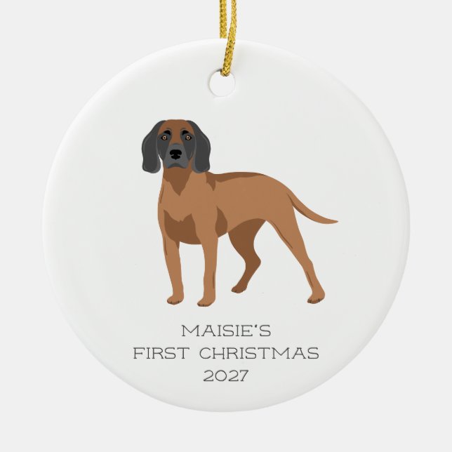 Personalisierter bayerischer Hund Weihnachten Keramik Ornament (Vorne)