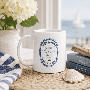 Personalisierter Beach Club-Wappen-Küstenbecher Kaffeetasse