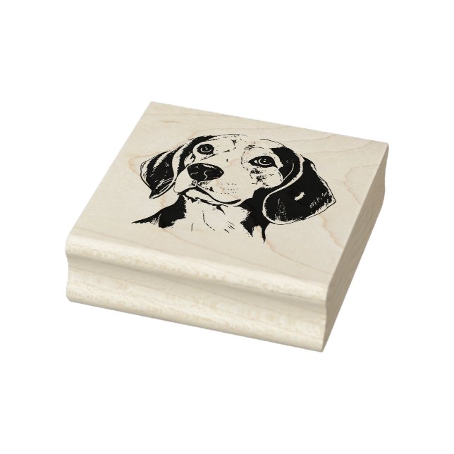 Personalisierter Beagle Dog Schwarz/Weiß Gummistempel (Stempel)