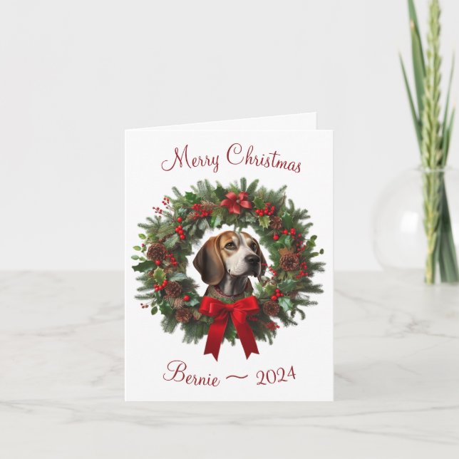 Personalisierter Beagle Frohe Weihnachtsgrüße Kart Karte (Vorderseite)