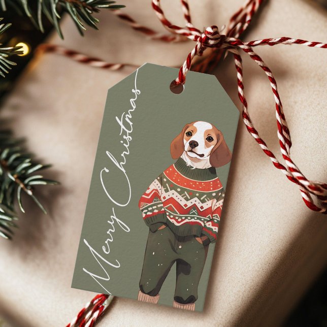 Personalisierter Beagle Hunde-Feiertagsgeschenk-Ta Geschenkanhänger (Von Creator hochgeladen)