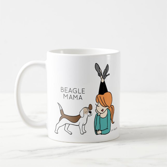 Personalisierter Beagle Mama-Kaffee-Tasse Kaffeetasse (Links)