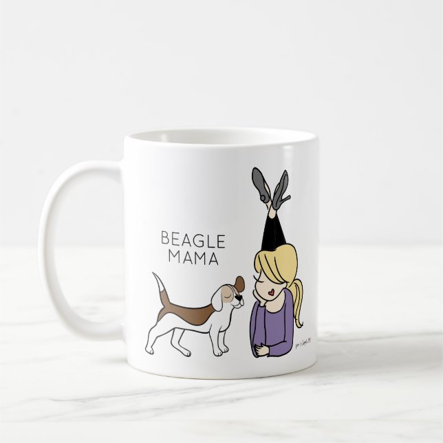 Personalisierter Beagle Mama-Kaffee-Tasse Kaffeetasse (Links)