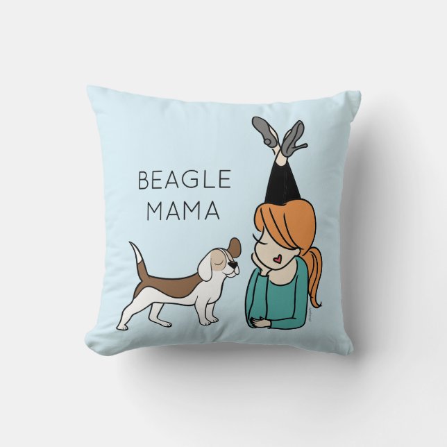 Personalisierter Beagle Mama Throw Kissen (Vorderseite)