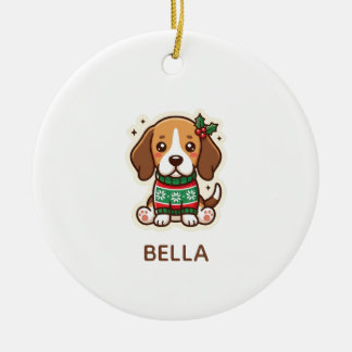 Personalisierter Beagle-Weihnachtsschmuck Keramik Ornament