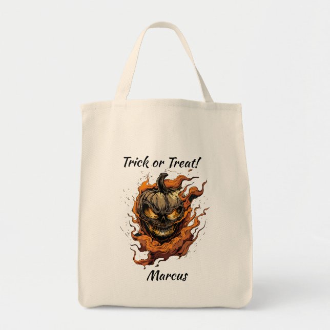 Personalisierter Beängstigender Pumpkinhead Trick  Tragetasche (Vorne)