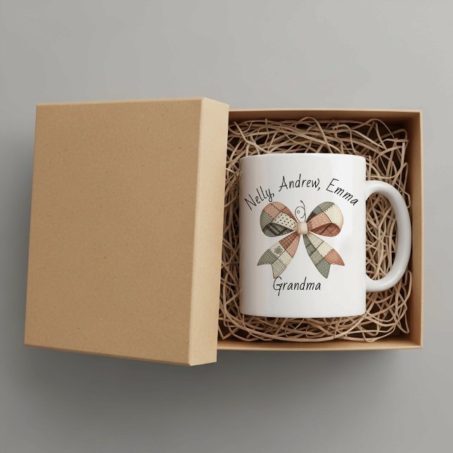 Personalisierter Becher mit Karo-Patchwork  Jumbo-Tasse (Von Creator hochgeladen)
