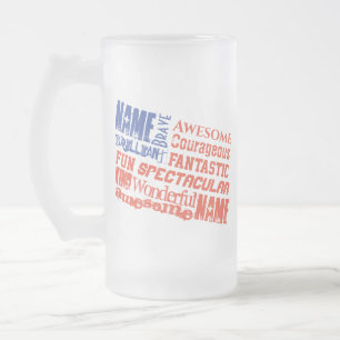 Personalisierter Becher Name(n) Wörter USA-Flagge Mattglas Bierglas