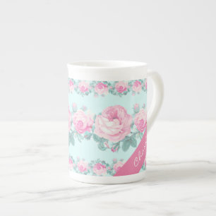 Personalisierter Becher shabby chic florales Gesch Prozellantasse
