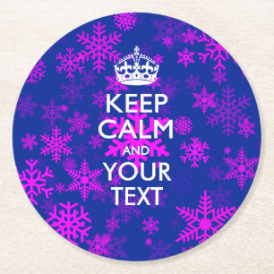 Personalisierter BEHALT-CALM und Textschnee Runder Pappuntersetzer