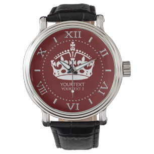 Personalisierter Behalten Calm Crown Burgundy Red  Armbanduhr