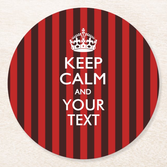 Personalisierter BEHALTEN CALM und Ihr Text auf Ro Runder Pappuntersetzer (Vorderseite)