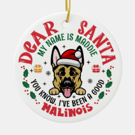 Personalisierter belgischer Malinois Dog Weihnacht Keramik Ornament