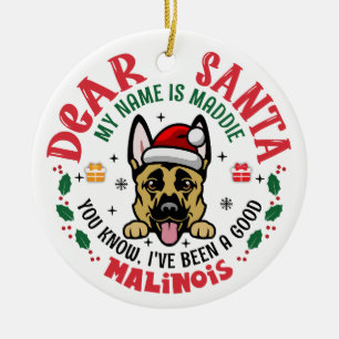 Personalisierter belgischer Malinois Dog Weihnacht Keramik Ornament