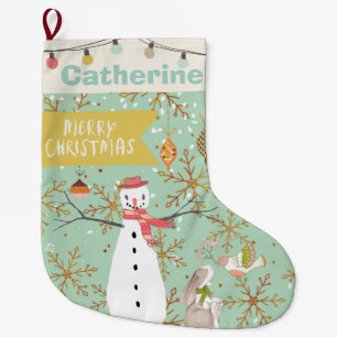 Personalisierter BELIEBIGER Name Mintgrün Weihnach Großer Weihnachtsstrumpf