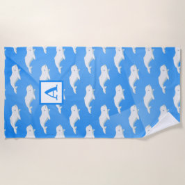 Personalisierter Beluga Whale Blau, Weißer arktisc Strandtuch