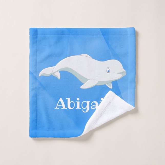 Personalisierter Beluga Whale Blau, Weißer arktisc Waschlappen (Waschlappen)