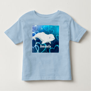Personalisierter Beluga Whale und Blaue Herzen Ark Kleinkind T-shirt