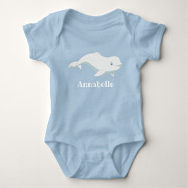 Personalisierter Beluga Whale und Blaues Herz in d Baby Strampler