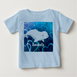 Personalisierter Beluga Whale und Blaues Herz in d Baby T-shirt