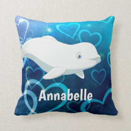 Personalisierter Beluga Whale und Blaues Herz in d Kissen