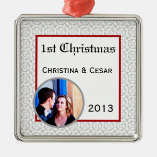 Personalisierter, benutzerdefinierter roter Druck Silbernes Ornament