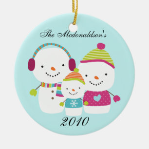 Personalisierter benutzerdefinierter Schneemann-Fa Keramik Ornament
