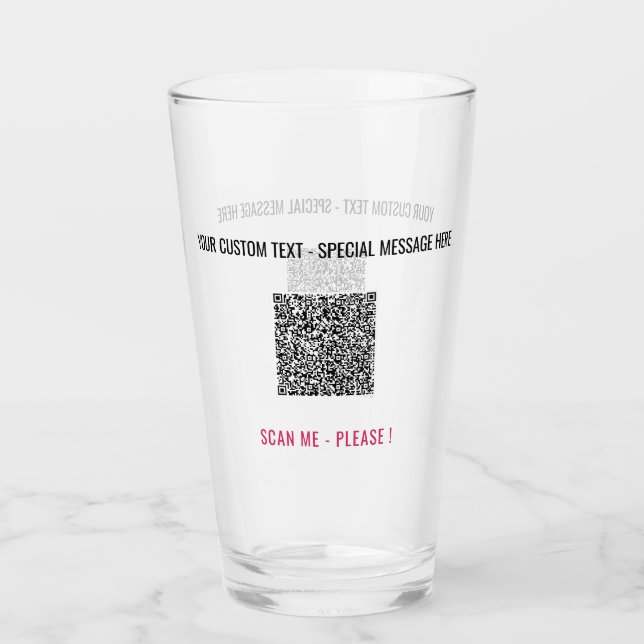 Personalisierter benutzerdefinierter Text und QR-C Glas (Vorderseite)
