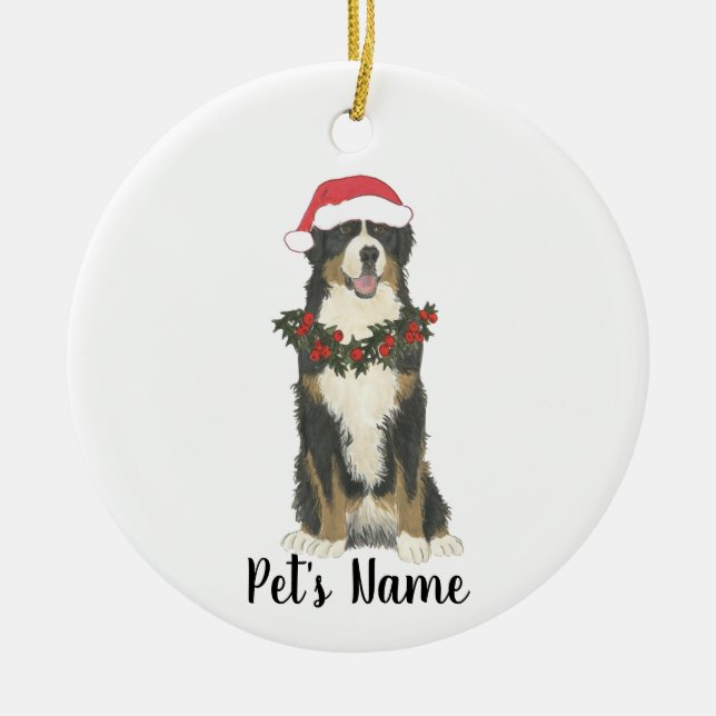 Personalisierter Berner Berghund Keramik Ornament (Vorne)