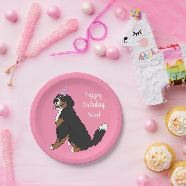Personalisierter Berner Hund Geburtstag Pappteller (Party)