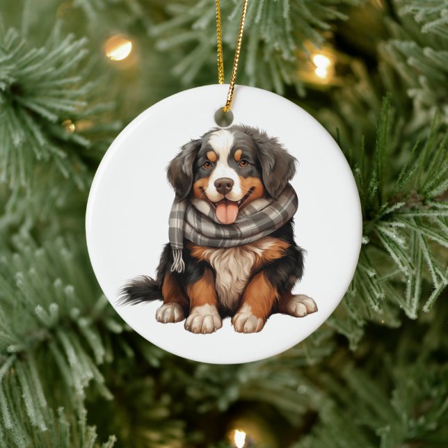Personalisierter Berner Hund Keramik Ornament (Baum)