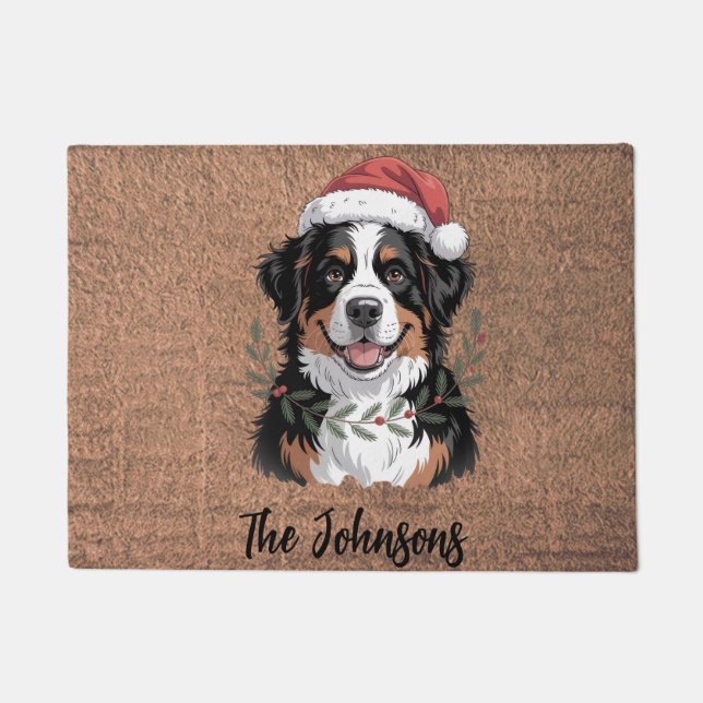 Personalisierter Berner Sennenhund Weihnachten     Fußmatte (Vorderseite)