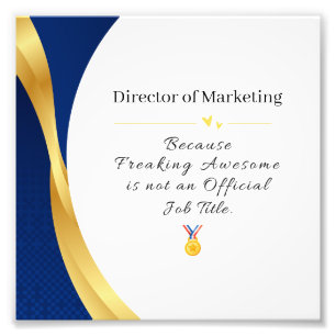 Personalisierter Beruf - Elegantes Gold & Blue Fotodruck
