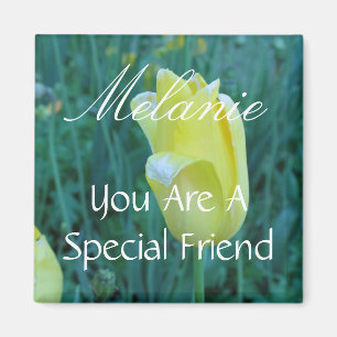 Personalisierter besonderer Freund Gelbe Tulpe Magnet
