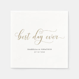 Personalisierter Best Day Ever Gold Glitzer Hochze Serviette