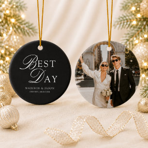 Personalisierter Best Day Foto Weihnachtsbaumschmu Keramik Ornament