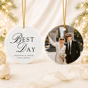 Personalisierter Best Day Foto Weihnachtsbaumschmu Keramik Ornament