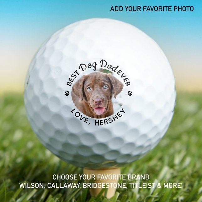 Personalisierter Best Dog Vater je Modernes Foto Golfball (Von Creator hochgeladen)