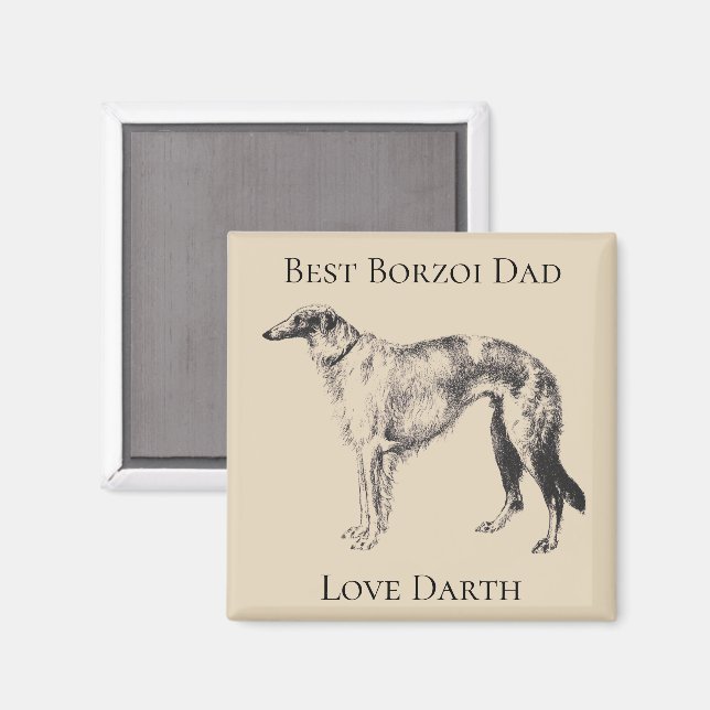 Personalisierter Bester Borzoi-Vater Magnet (Vorderseite/Rückseite)