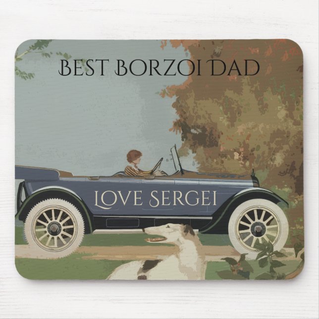 Personalisierter bester Borzoi-Vater Mousepad (Vorne)