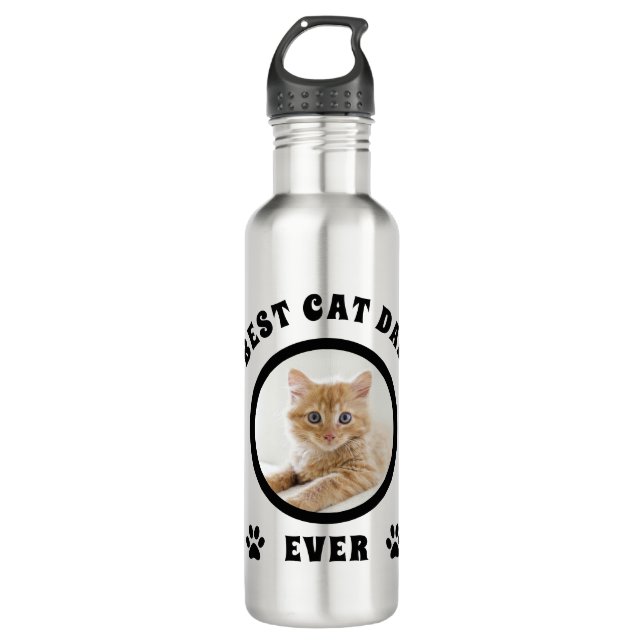 Personalisierter bester Cat Vater je benutzerdefin Edelstahlflasche (Vorderseite)