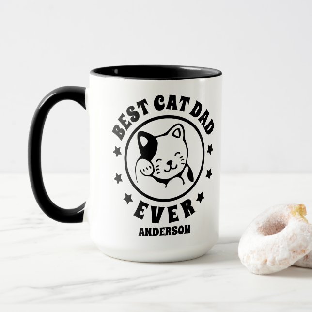 Personalisierter bester Cat Vater je Individuelle  Tasse (Mit Donut)