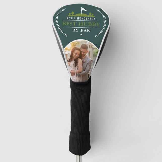 Personalisierter bester Hubby-Par-Foto Golf Headcover (Vorderseite)